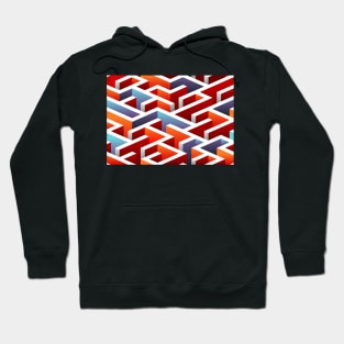 Blue, Orange and Red 3D Maze Hoodie